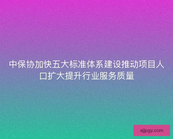 中保协加快五大标准体系建设推动项目人口扩大提升行业服务质量