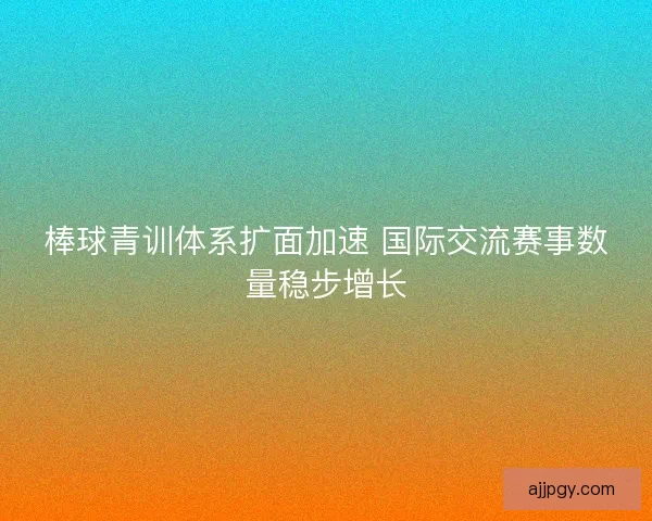 棒球青训体系扩面加速 国际交流赛事数量稳步增长